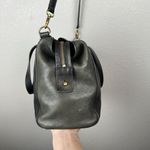 Fossil  Emma Satchel Crossbody Leather Purse Handbag Two Tone Black Charcoal Gray Photo 2