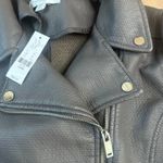 New York & Co. Moto Jacket Womens Large Gray Faux Leather Biker NWT Photo 3