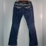 Miss Me 31x33 Signature Rise Boot Dark Wash Bling Flap Pocket Denim Jeans Photo 1