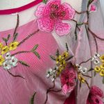 cha cha vente Y2K Sheer Embroidered Floral Pink Babydoll Top Built In Tank Size Small Photo 1