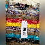 NWT Noracora Knit Rainbow Strip Open Front Cardigan Sweater with Pockets Red Size M Photo 3
