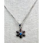 Silver 925 Simulated Fire Opal Snowflake 18" Necklace + Drop Earring Set Jewelry Silver Photo 3