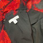 Floral and lace shift dress with cuffed sleeves keyhole button on back Black Photo 4