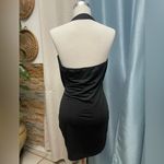 Chic Black Halter cowl neck open back mini Dress Size M Photo 2
