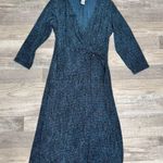 Chicos Travelers teal black faux wrap midi dress stretch size 1/small medium R26 Photo 0