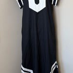 Entro  Linen Blend Midi Dress Womens Small Black Cream Resort Boho Beach Vacation Photo 0