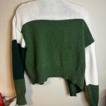 SheIn  Green and White Colorblock Cardigan Photo 2