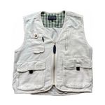 Woodcutter White camping / hunting / fishing vest with green plaid lining and front pockets 🔥  Photo 0