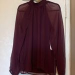 Joie NWT  Burgundy Plum Long Sleeve Blouse Sheer Sleeves $278 Photo 0
