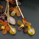 Lucite Amber Beads Flower Drop Summer Earrings 20.9g NWOT Photo 7