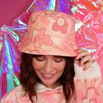 Dazey LA  Check Floral Graphic Print Corduroy Bucket Hat Photo 0