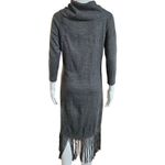 New York & Company Gray Knit Sweater Dress Cowl Neck Fringe Size S Photo 4