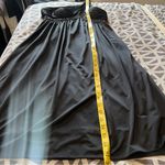 Adrianna Papell Boutique Elegant Satin Black Beaded One-Shoulder Babydoll Dress Photo 13