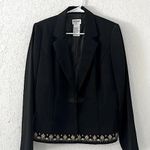Vintage blazer Ann Travis black embroidered size 10 loop knot fall blazer jacket Photo 0
