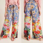 Anthropologie by  Leilani Paperbag Wide-Leg Pants in Blue Floral Size Small‎ Photo 1