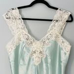 VTG California Dynasty Satin Fairy Cottagecore Etherial Lace Slip Dress Medium Green Photo 2
