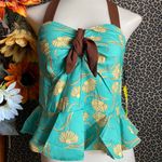 Daisy NWT UNIQUE VINTAGE X Smiley Green Peplum Halter Top LARGE Photo 2