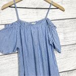 Moon Kiss  Blue & White Striped Off the Shoulder Top Size Small Cold Shoulder Photo 1