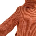 Free People Oversized Chunky Knit Turtleneck Sweater Burnt Orange size XS Photo 2