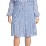 Alex Marie  Blue‎ Polka Dot Long Sleeve Dress Knee Length Chiffon Plus Size 20W Photo 0