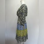 Figueroa & Flower Ditzy Mixed Blue & Yellow Floral Tiered Boho Prairie Dress S Photo 8