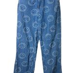 H&M x SMILEY Wide Leg Denim Jeans with Smiley Faces Size 2 Blue Photo 0