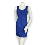Club Monaco Sheath Dress Mini Women Size 0 Blue Sleeveless Cotton Darts Sleek Photo 13