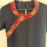 Elegant Black Dress with Red Chinese motif neckline Accents 6 Photo 4
