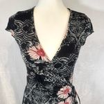 Avalanche Vintage  black floral true wrap midi dress size 3 Photo 1