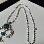 Dress Up Signed MMS Silver Tone / Turquoise Blue Color Statement  Necklace Photo 2