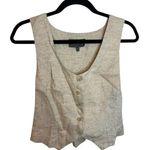 Sunday in Brooklyn  Beige Linen Button Front Vest Photo 0