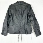 Newport News  Vintage Leather Jacket Size 12 Black Lined Braided Detail Biker Photo 1