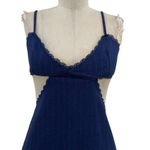 LIONESS Awakening Dress Midnight Blue Pinstripe Cutout Mini Size Small Photo 4