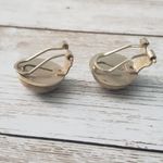 Vintage Clip On Earrings Domed Circle Beige (Folded in Pierced Earrings) Photo 2