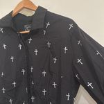 Cowgirl Hardwear Black Button Down Long Sleeve Shirt Silver Cross Pattern sz XL Photo 3