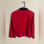 Pendleton  Blazer Size 14 Red 100% Wool Black Velvet Trim Christmas Holiday Vtg Photo 1