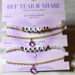 Source Unknown NIP Tear & Share 2 BFF Beaded Bracelets & 2 Pink Heart Charm Gift Bracelets Photo 0