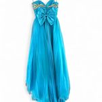 Blue beaded strapless prom dress with rhinestones Cassandra stone 4 Photo 4