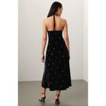 We Wore What NWT Embroidered Flower Velvet High Neck Halter Midi Dress Black Photo 4