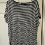 Tahari  Black and White Striped Short Sleeve Top Photo 0