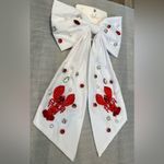 Elegant White and Red Satin Embellished Hairbow Photo 1