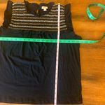 J.Crew women’s medium top. navy ruffle stripe front sleeveless embroidered Photo 1