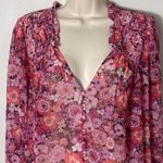 For Love & Lemons Floral Grace Blouse Sheer Chiffon Pink Carnation Size S Photo 9