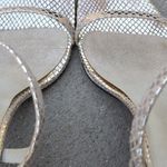 Metaphor  Sienna Heel Open Toe Heels Strappy Silver Metallic Snake Print Sandals Photo 14
