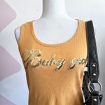 Vintage Rhinestone Sequin Tank Top, Y2K Glam Indie Sleaze‎ Retro Medium Yellow Photo 1