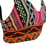 None Tribal Festival Black Orange Pink Embroidered Cotton Tank Crop Bra Top size S Photo 4