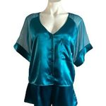 L’Intima Collection Vintage Satin Teal Sleepwear Set Size L Photo 0