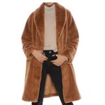 APPARIS Women's Faux Fur Vegan Belted Coat in Camel Size Large NWT MSRP $340 Brown Photo 8