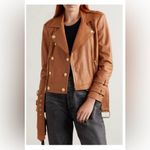 L'Agence L’AGENCE Billie Cognac Leather Belted Moto Jacket Size XS EUC Photo 4