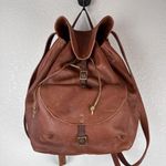 Handmade Vintage Brown Soft Leather Flap Backpack Rucksack Country Boho Hippie Photo 0